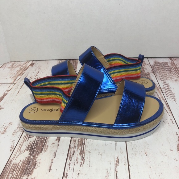Cat & Jack Other - Girls' Metallic Espadrille Platform Rainbow Slide